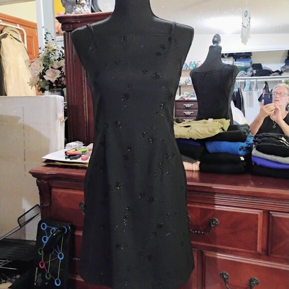 Limited Too Dresses & Skirts - Black Spaghetti Strap Mini Skirt with Floral Stitching